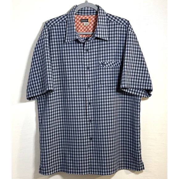 QUIKSILVER Shirt Men’s Regular Fit Blue White Plaid Short Sleeve Collared XL - Picture 1 of 8